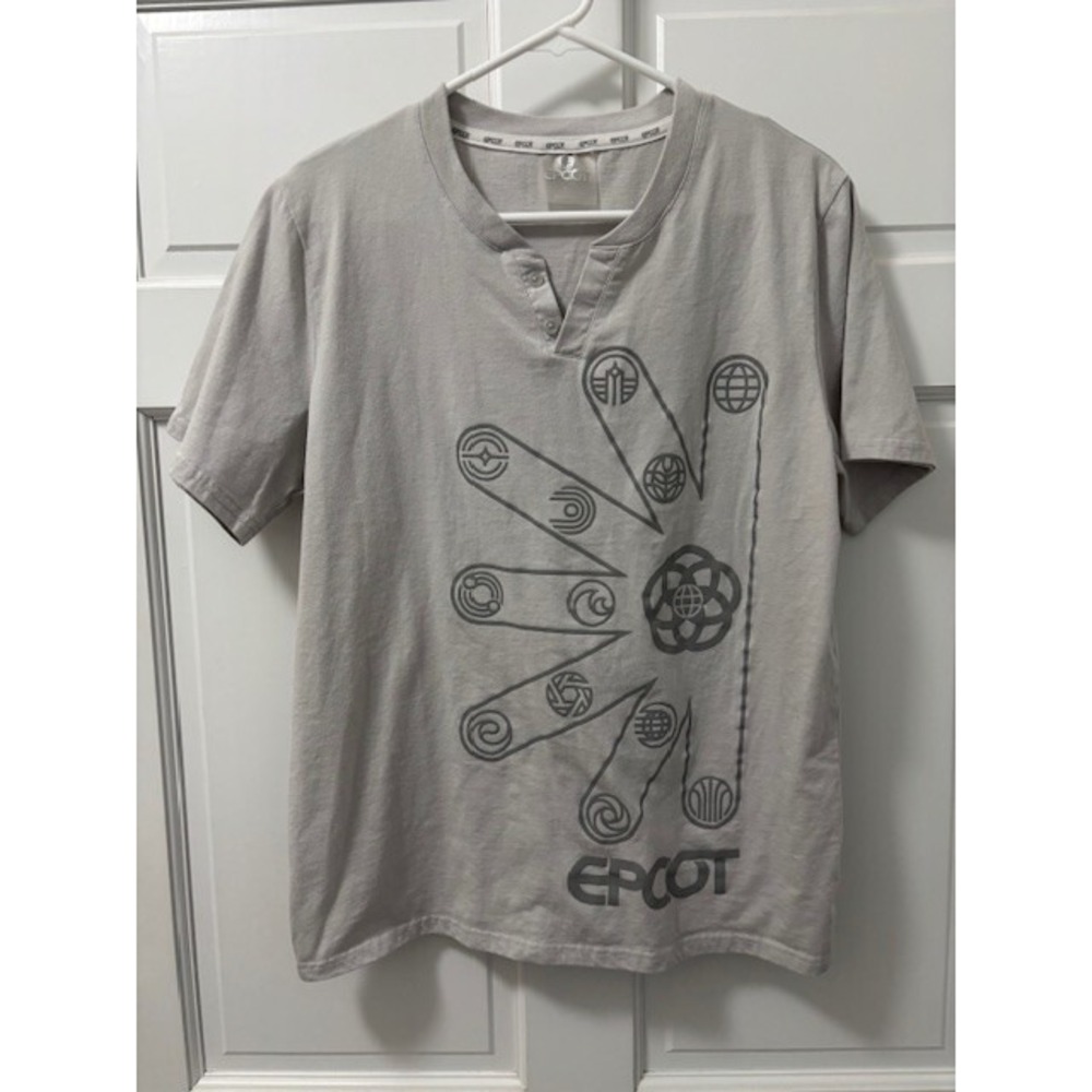 Medium Disney Parks Epcot Henley T-shirt Harmonious Logos Unisex